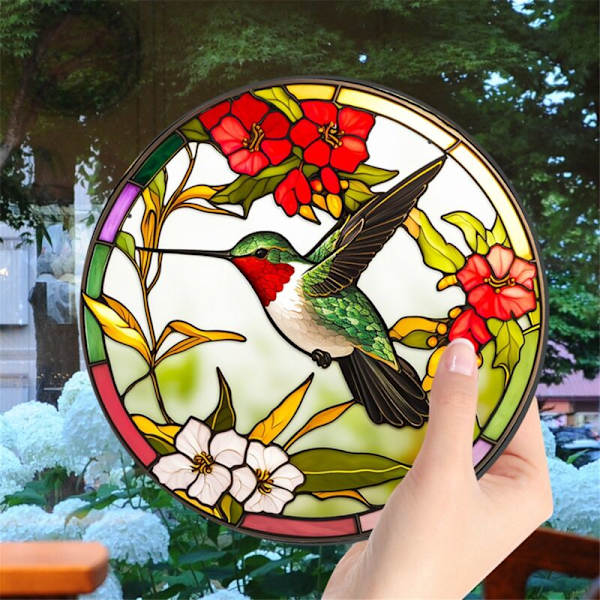 Stained Glass -lintupidikkeet syntymäpäivälahjaksi, muistomerkki-koukulla