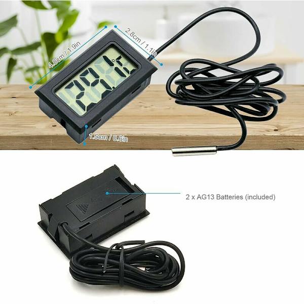 Mini LCD -digitaalinen lämpömittari Lämpötilanvalvontalaitteessa ulkoinen anturi autoon/jääkaappiin/akvaarioon/kalasäiliöön/huoneeseen (3 kpl musta)