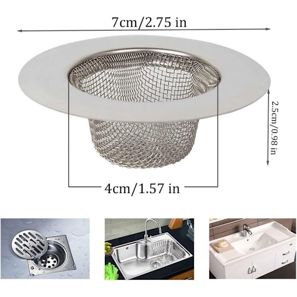 2 stk. køkkenvaskfilter, rustfrit stål vaskfilter, rustfrit stål afløbsfilter, køkkenvasksi, til køkkenvask, badeværelse, håndvask