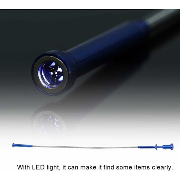 Pick Up Multifunktionell Flexibel Verktyg Fyra-Tandad Upphämtningsverktyg (Magnet + 4 Tänder + LED-Ljus) Lång Magnetisk Fjäderbelastad Upphämtning Avfall Från Överflöd