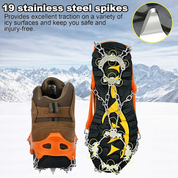 Antislip-snöbroddar, halkfria broddar, halkfria isbroddar med 19 tänder, snöbroddar, halkfria skobroddar för isklättring fiske Oran