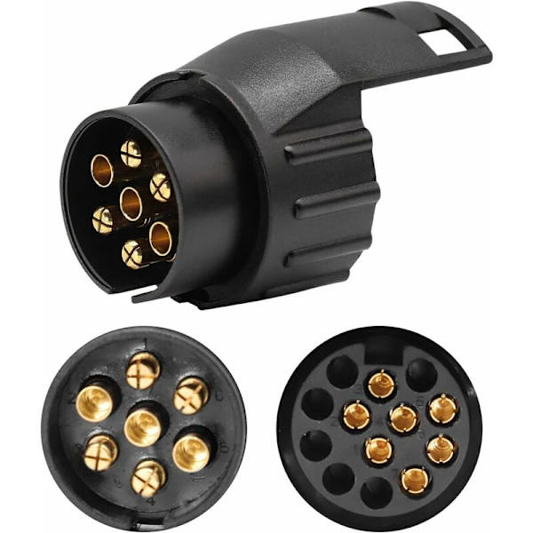 7 til 13-polet tilhengeradapter 7-polet tilhengerkontakt for bilhenger, traktor, campingvogn, sykkelstativ (1 stk)