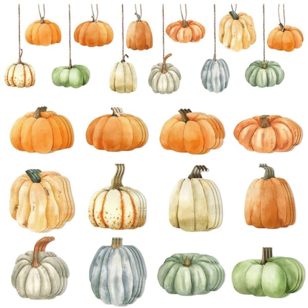 36 Pieces Fall Hanging Ornaments Wooden Pumpkin Thanksgiving Harvest Small Hanging Signs Halloween Pumpkin Decorations