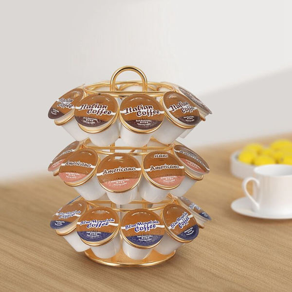 27 Positionerings K-Cup Podhållare - Organiserare 360 Grader Roterande Metallkaffepods för Pods