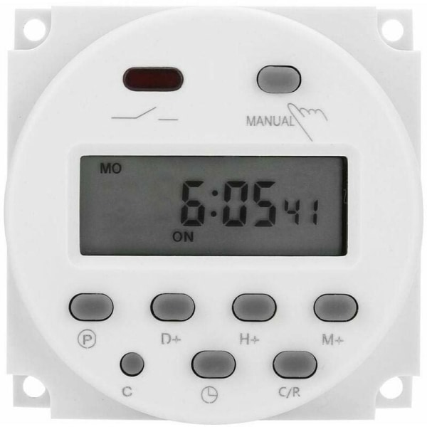 12V Mini LCD Digital LCD Power Ukentlig Planlegger Relébryter Digital Timer Power Timer Control med Vanntett Deksel（Hvit）