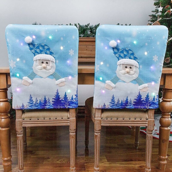 Set of 2 LED Christmas Chair Covers, Santa Claus Chair Protective Cover, Home Decor Seat Cover, Christmas LED Chair Covers