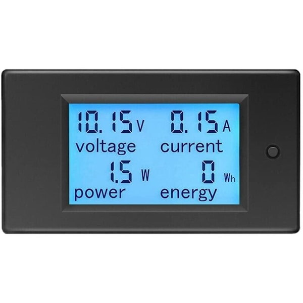 Voltmeter Amperemeter 12V DC 6,5-100V 20A - Spændingsmåler Wattmeter - Spænding Strøm Effekt Tester - LCD Energimåler DC20A