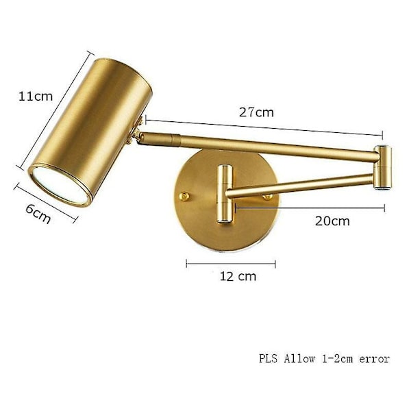 Moderne justerbar sving lang arm LED vegglampe varm/kald belysning veggmontert husholdnings nattbordslampe vegglampe Nature hvit 3500-5500k Svart