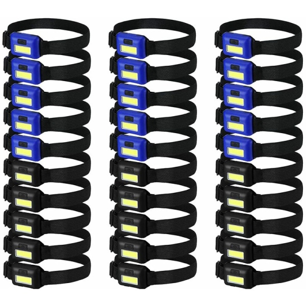 30 Clips LED-hovedlygte til voksne og børn Udendørs lommelygte Hovedlygter med vandtæt justerbar hovedbøjle