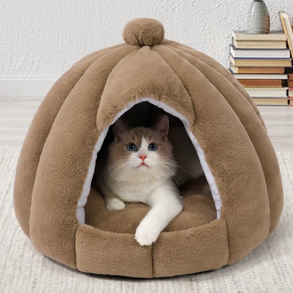 Kattbädd Katt Hus Husdjursbädd Mjuk Kupol Kattbädd Kudde Matta Sovbädd Fyra Säsonger Skydd Varm Vilorum
