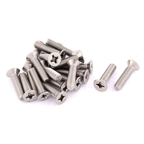 M6x18mm Phillips Maskinskruer 304 Rustfrit Stål Sølv 10 Stk
