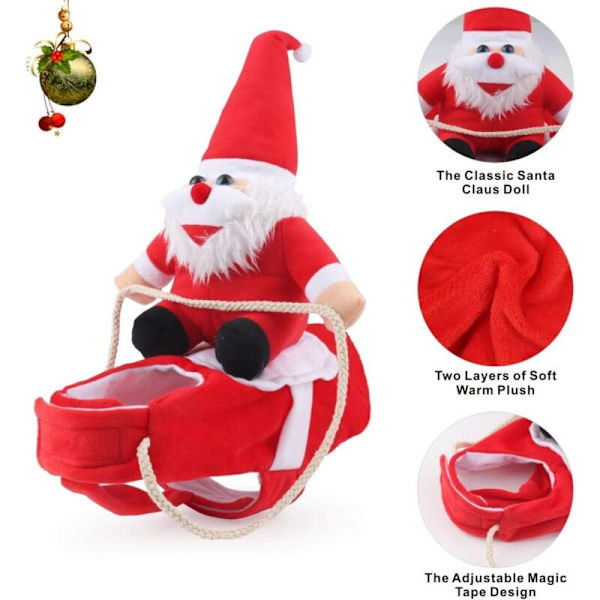 Idepet Julehunde Kostume Julemanden Rider Sjov Kæledyrs Cowboy Hest Outfit til Hunde Katte Festtøj Jul Halloween (XL)