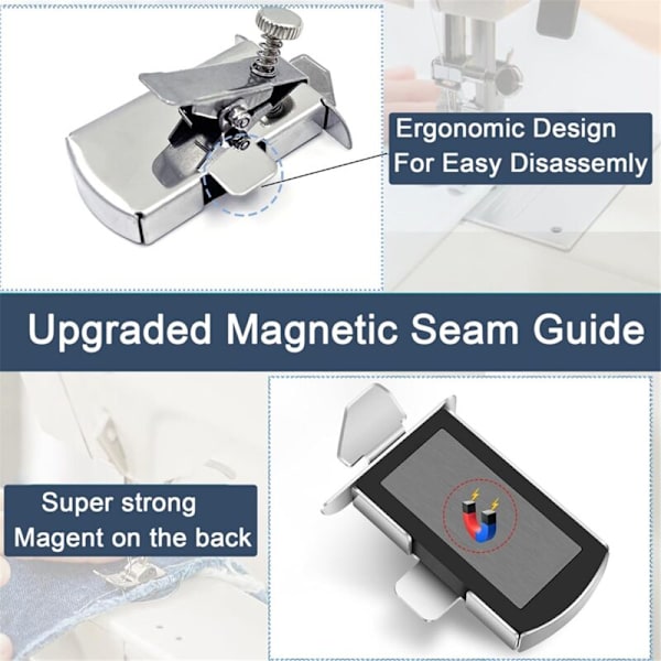 Magnetisk Sömnadsguide, 2 Stycken Magnetiska Sömnadsmaskinsguider + 4 Spolar Spolhus