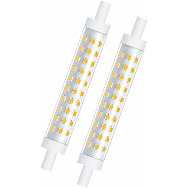 2-pakke 10W R7s 118mm Dimbar LED-pære Varmt Hvit 3000K 100W Halogen Ekvivalent Lineær Dobbel Base Reflektor Flomlys for Hage, Offentlig, Korridor