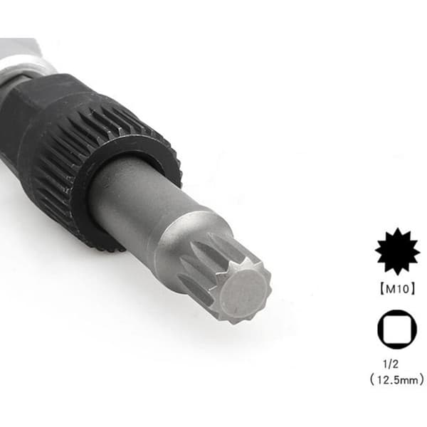 M10 Generatorremskive Socket Bor med 33 Tænder Værktøj Socket Nøgle til Generatorremskive Center Bolt Ekstraktor