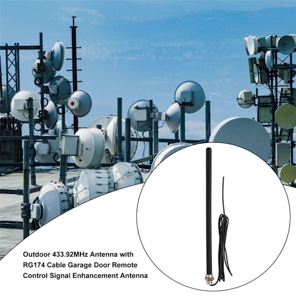 433,92 MHz utendørsantenne med forbedret signal Garasjeport fjernkontroll RG174-kabel