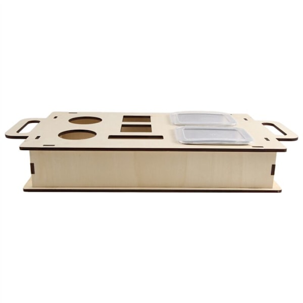 Sofa Arm Bord, Sofa Armlæn Tray Clip-on med 2 Rustfrit Stål, Bærbar Snackkurv Træholder - C