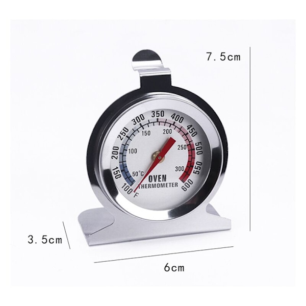 Ugnstermometer i rostfritt stål för elektrisk/gasugn, 2\" ratt, snabbavläsning kök, grill, rökeri (50-300°F/37.8-315.6°C)