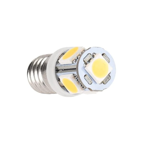 E10 AC LED-pærer - 10 stk 6V 5 LED-lamper - E10 Miniaturskrue 50Lm (AC 6V)