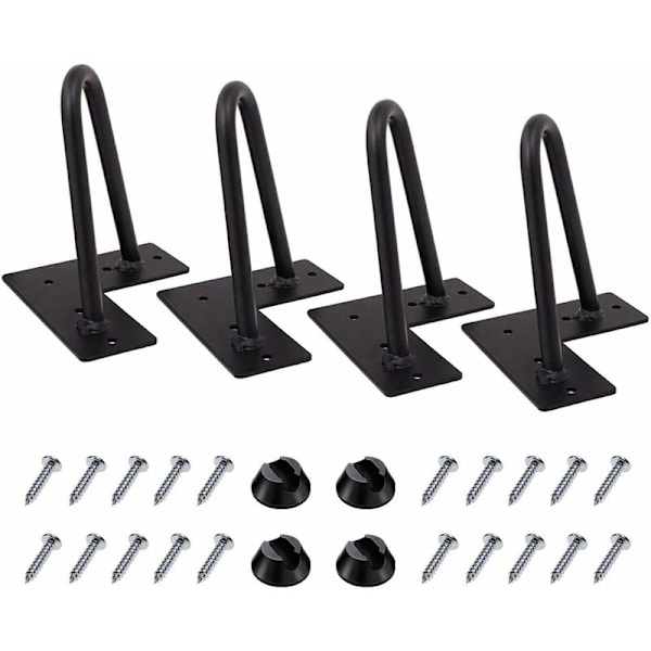 4 stk. Hårnålsben 10 cm Længde, DIY Møbel Metal Bordben Perfekt Til Skab, Garderobe, Tv-skabe, Skuffer, Natbord, 10 mm Diameter Sort