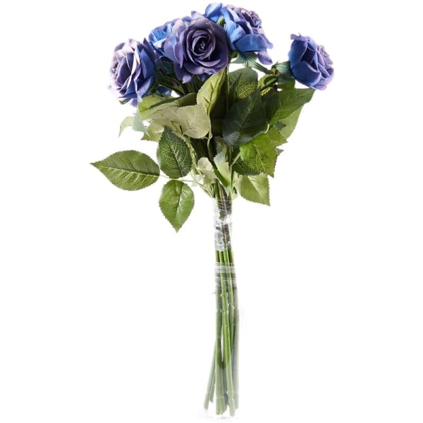 10X Real Press Konstgjord Tyg för Bröllopsdekoration Blombukett Blå