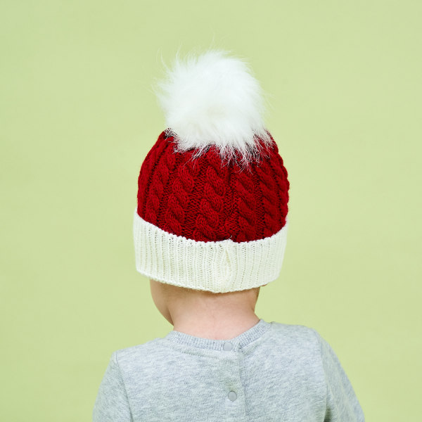 Stickad mössa för jultomten, stickad mössa för barn, 15 cm bred och 19 cm lång, lämplig för 0-3 år