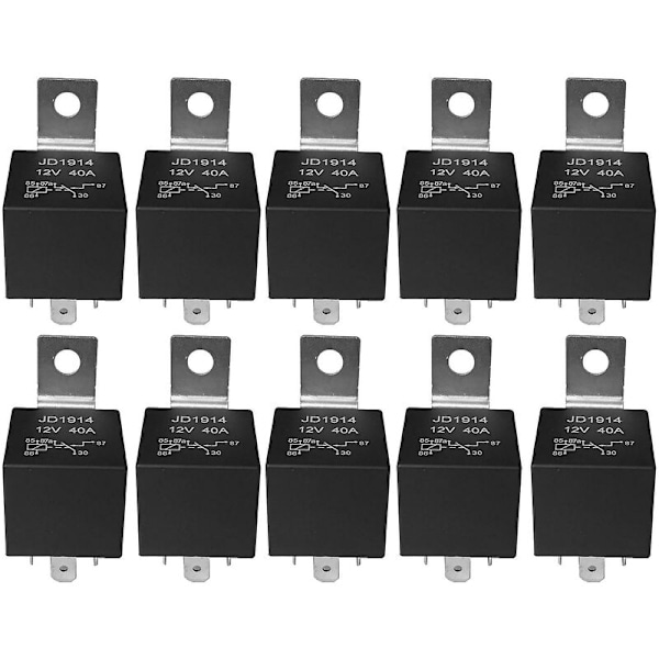 10 kpl 5-napainen 12V relekytkin (spdt) (30/40 A) 12 voltin autorele autotuulettimille
