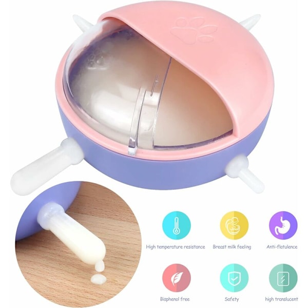 180ML Silikon Kitten Hvalpe Nippel Feeder Multi-mund Pet Automatisk Mælke Skåle med 4 Sutten Pet Mælkeflasker Langsom Selv-fodring Mælke Enhed til