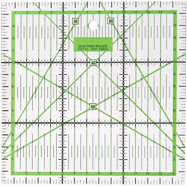 1 st. Kvadratisk Patchwork-Linjal för Sömnad, Tvåfärgad Rutnät, Kan Användas för Hantverk Sömnad