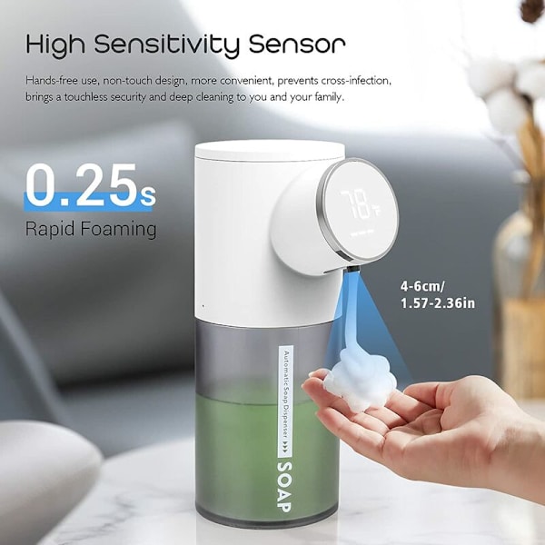 Automatisk skumdispenser Dispenser Genopladelig og kontaktfri hånddispenser plus bevægelsessensor - Hvid