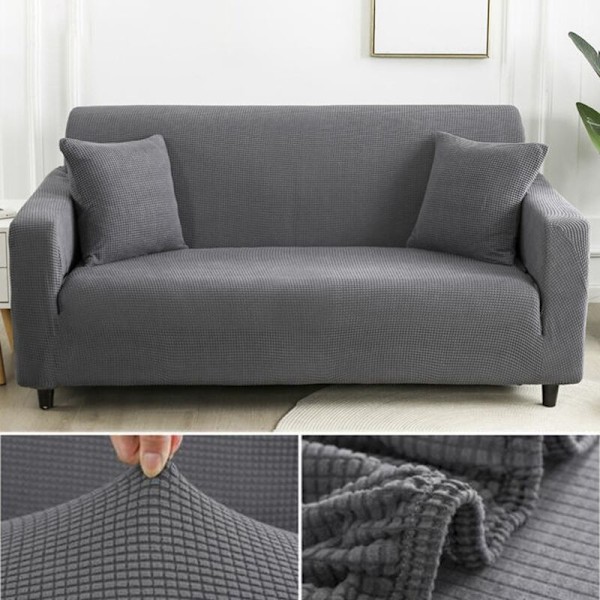 Grå Tykk Sofaovertræk All-inclusive Elastisk Stof Sofaovertræk Armlæn Simpel og Universal Sofahynde (L)