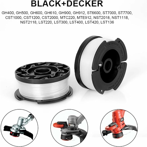 Reservedele til Line Edger Spole, 30ft 0.065 \"Black + Decker Line Trimmer Reservedele Spole (8 Reservedele Spoler, 1 Spole Dæksel, 1 Fjeder)