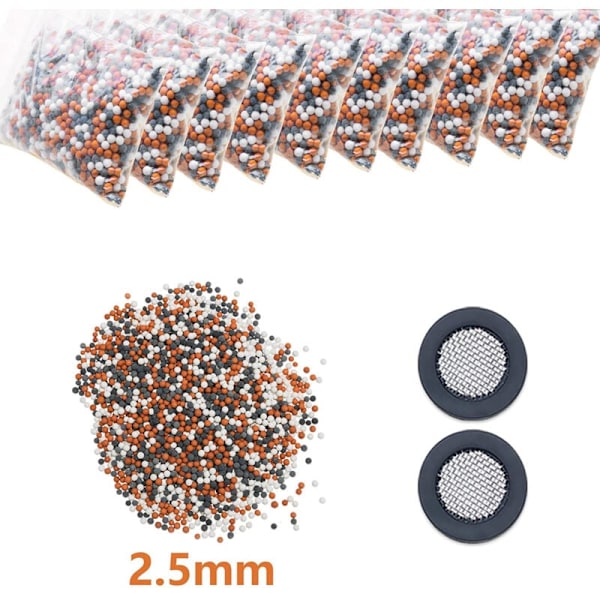 Sandfilter, Sandfilter Duschfilterpärlor, 2,5 mm - 500 gram blandade färger + 2 filter