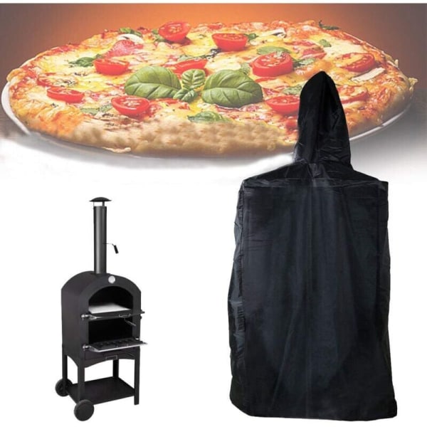 Utomhus pizzaugn skydd, skyddande överdrag för trädgårdsugnar med dragsko, vattentät, dammtät, svart Oxford 45×65×165Cm--