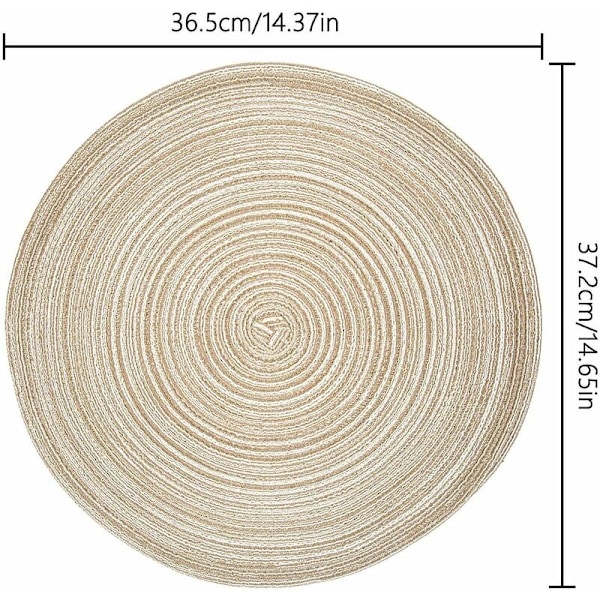 Pöytäliinat, 6 kpl setti, pyöreät, lämmönkestävät, kudotut pöytäliinat, ruokapöydän pöytäliinat (36 cm)