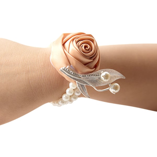 Pige Bridesmaids Bryllups Håndleds Corsage Bryllups Håndleds Blomst Corsages Stræk Armbånd til Bryllup Prom Hjemkomst Fest Håndlavede Blomster Dekoration med Fa