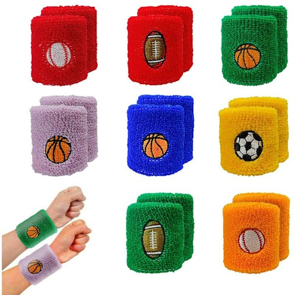 16-pack Svarta Bomulls Elastiska Sportarmband Handledsband för Basketboll Baseboll Fotboll Tennis Löpning