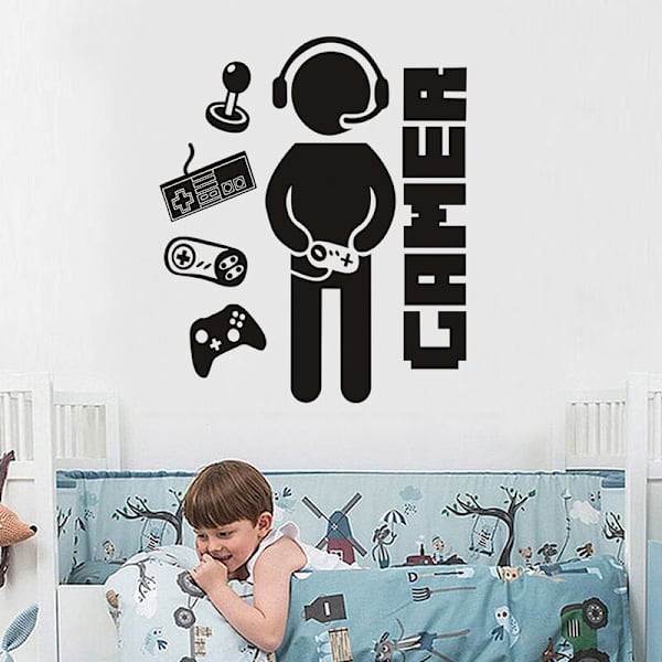 Gamer-klistremerker for gutterom, klistremerker for barnerom, gutterom, lekerom, veggdekor
