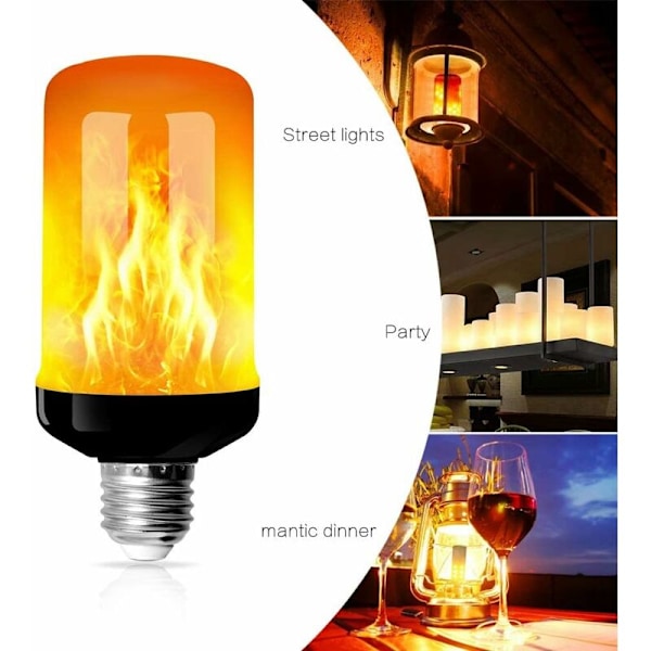 Flamme Lyspære, E27 5W LED Flamme Effekt Lyspære med 4 Lystilstande, Indendørs Udendørs Dekorative Lyspærer til Jul, Haver Bryllup Fest