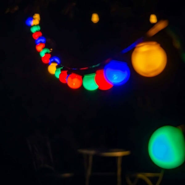 LED-ljusslinga med 40 kulor, 6 m, flerfärgad, för inom- och utomhusbruk Dekoration för Guinguettes, fester, födelsedagar, bröllop