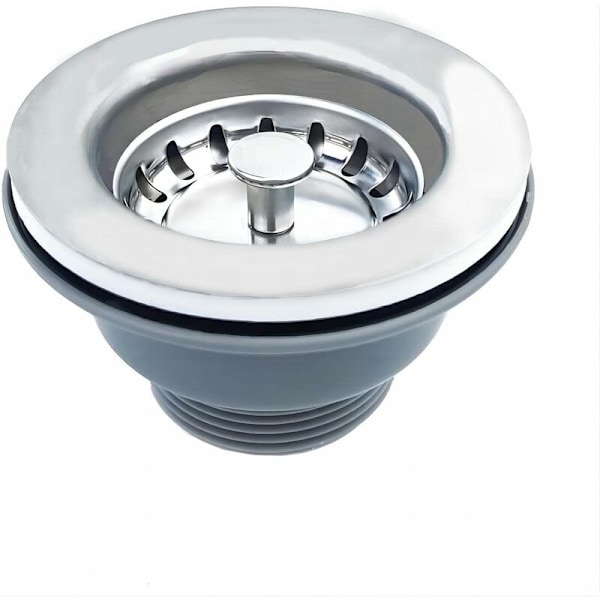 Afløbsarmatur til vask uden overløb, rustfrit stål, kurv Ø 85 mm, 1½\", rustfrit stål + ABS, afløb + kurv