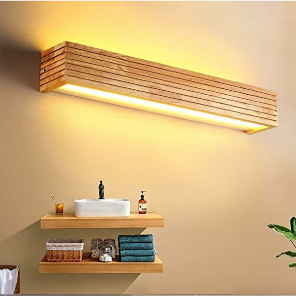 LED Vægskænke Indendørs Lysarmatur Trævægslampe Varmt Lys Lampe til Soveværelse Stue Kontor Gang (35cm A)