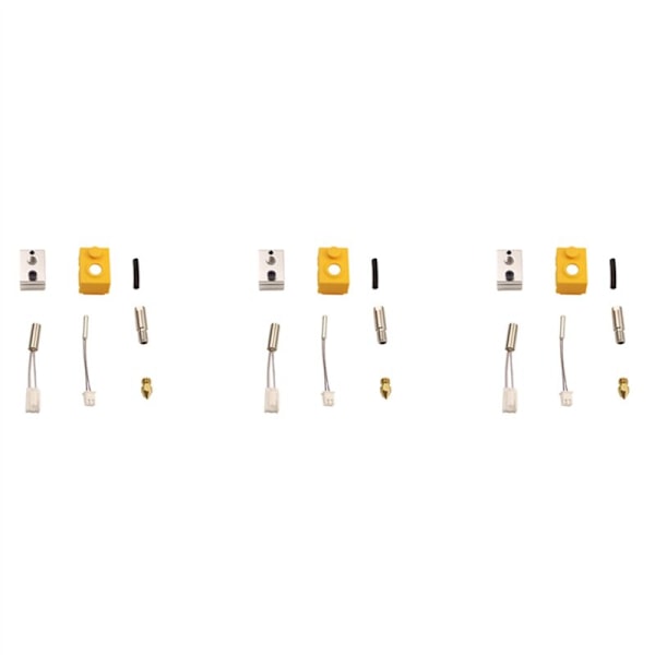 3X 3D Printer Dele Extruderhoved Hotend Dyses Termistor Opvarmningsstang Blok Artillery Hornet Silikonvarmer og Ærme