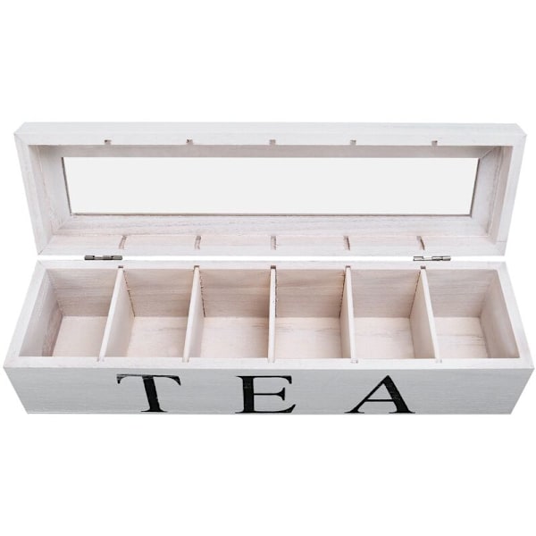 Trälåda för kaffe och te med lock - Organiserare för förvaring av tepåsar och kaffepåsar i köksskåp A