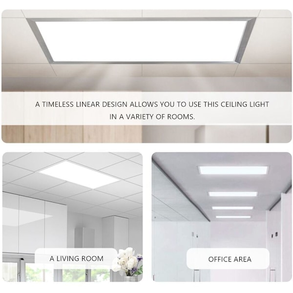 LED-lamper 40W 6500K LED-panellamper 30x60cm Hvite Gitterlys Innstikklys Taklampe for Kontor