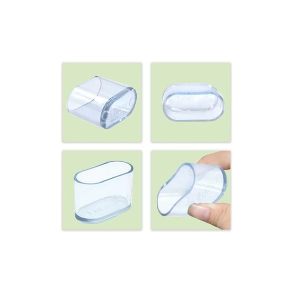 20 st Transparenta Mjuka PVC Ovalformade Stolsbensöverdrag för Stols- och Bordben 15 x 30 mm