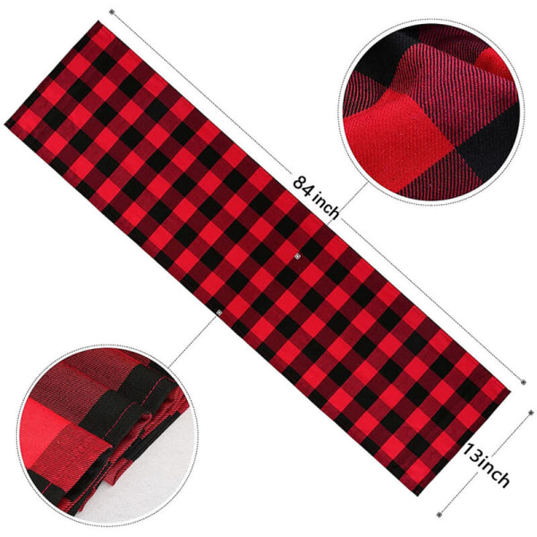 Rutete Buffalo Plaid Bordsløper 13X84 Tommer Juledekorasjon Bordpynt Rød