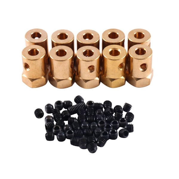 10 st Hexagonal Koppling DIY Intelligent Vagn Hjul Däck Anslutning DC Deceleration Motor för Robot Modell