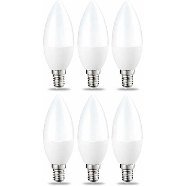 Pack of 6 Small Flame-Shaped LED Bulbs Edison Screw Base E14 6 W (40 W Equivalent) Warm White Non-Dimmable Intensity