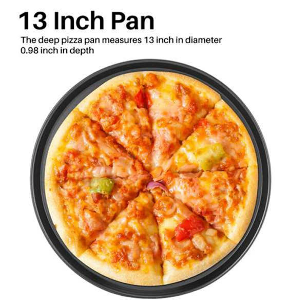 2X 13 Tommer Non-Stick Pizza Pan, Bageværktøj Rund AU Stål Bakke Form til , Restaurant